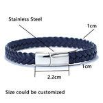 Men's Leather Bracelet with Stainless Steel Clasp