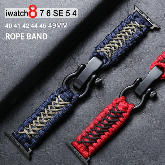 Braided Nylon Bracelet for Apple Watch with Adjustable Buckle (M 165mm - 170mm - 175mm)