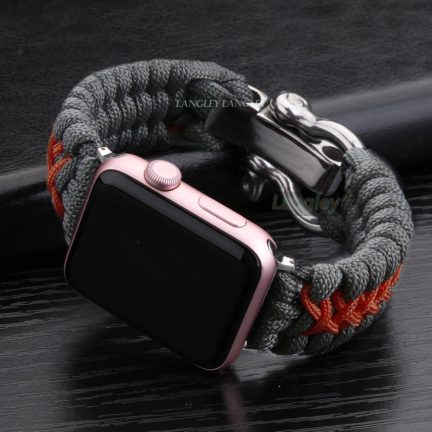 Braided Nylon Bracelet for Apple Watch with Adjustable Buckle (S 145mm - 150mm - 155mm)